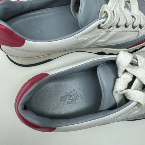 Pre-loved Hermes Calfskin Womens Sneakers Size36.5 color: White Gray Pink - Picture 9 of 16